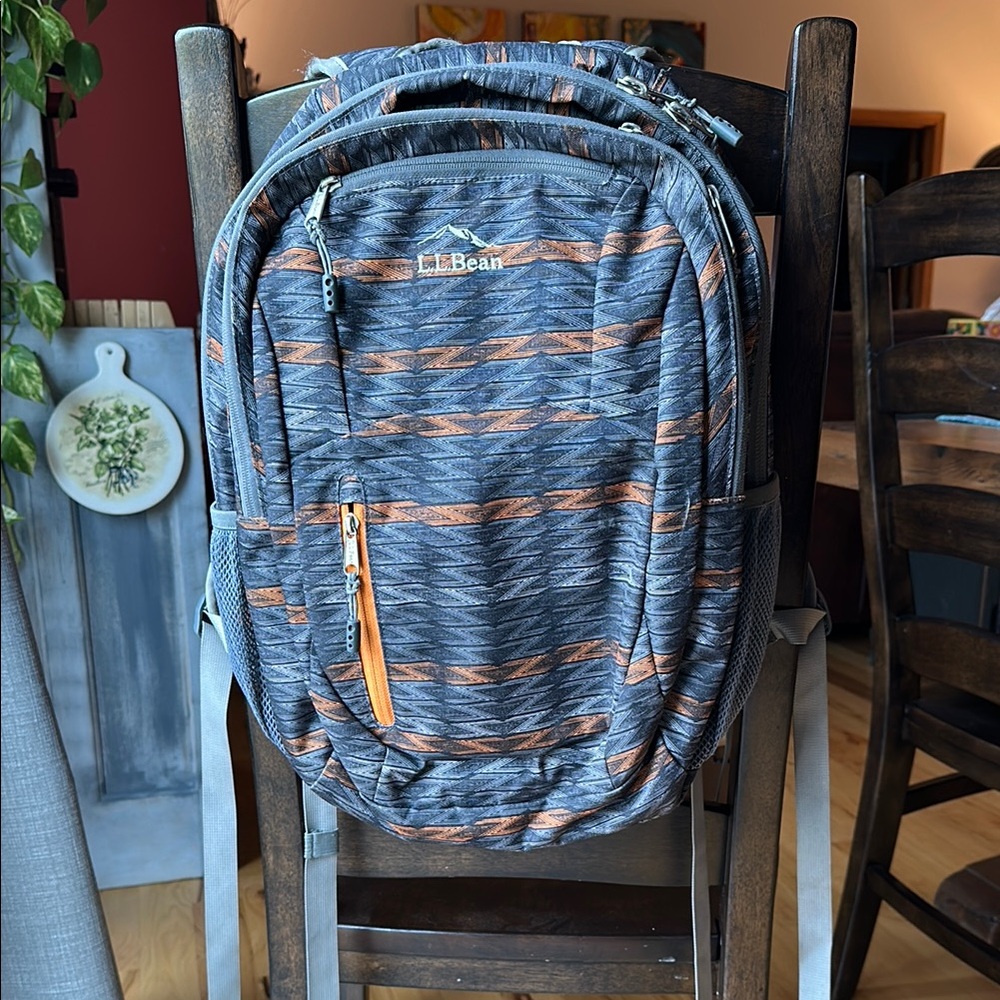 L.L. Bean Gray and Orange Accessories Bag with Durable Design